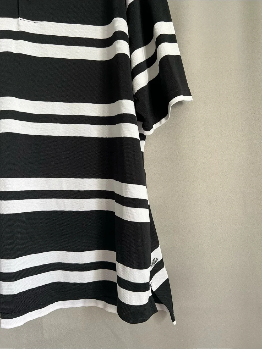 adidas Black and White Horizontal Stripe Polo